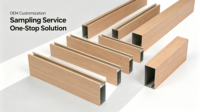 Revêtement métallique en aluminium à grain de bois, tube carré / lambris pour la décoration murale extérieure