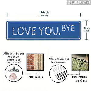 Targa in Metallo Piatto 'Love You Bye' con Stampa 2D Multicolore, Decorazione Murale Effetto Invecchiato per Ingresso o Fattoria - Product Image 5