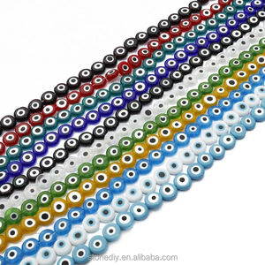 Cuentas de cristal de ojo del diablo oblato redondo 6mm 8mm 10mm multicolores turco mal de ojo cuentas sueltas Diy accesorios de joyería - Product Image 1