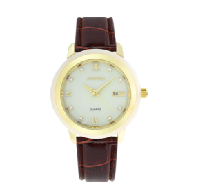 Montre à quartz pour hommes et femmes, montre-bracelet étanche 30M, bracelet en cuir PU, affichage de la date, boîtier doré, Reloj de Cuarzo - Product Image 2