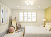 Décoration de fenêtre pour la maison, volet à lamelles blanc, volet de plantation durable pleine hauteur pour hôtel