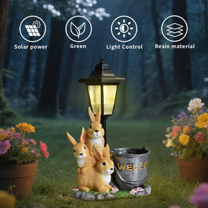 Novedad Transfronteriza en XH-055, Estatua de Conejo para Jardín Exterior, Figura de Resina Solar, Decoración Navideña para Patio y Camino - Product Image 2