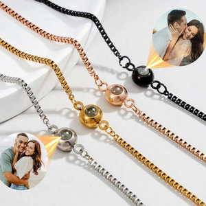 سوار إسقاط ضوئي من الفولاذ المقاوم للصدأ مقاوم للتلاشي، قابل لتعديل الطول، سوار للأزواج مع إمكانية إسقاط صورة تذكارية - Product Image 5