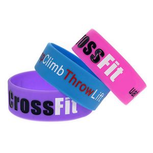 Bracelet de sport personnalisé en silicone élargi lumineux avec logo sérigraphié en caoutchouc personnalisé - Product Image 2