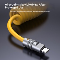 Kabel Data USB-C ke Type-C 100W Pengisian Cepat, Dapat Ditarik, dengan Transfer Data untuk Ponsel/Tablet/Mobil