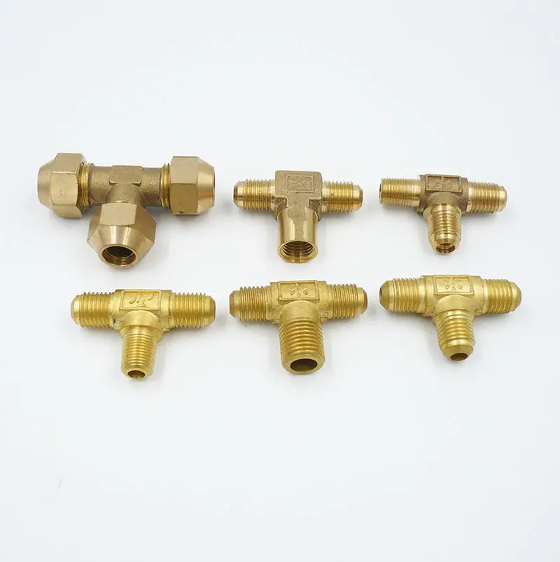 Refrigeration brass fitting compression tee flare 1/4 x 1/4 x 1/4