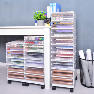 Organizador de Escritorio con Base de Ruedas Ajustable de Plástico y Acero, Tamaño A4, Color Gris Claro/Blanco, Cajón de Almacenamiento para Oficina, Archivador Moderno Grande - Product Image 1