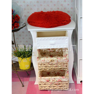 White Solid Wood Nightstand With <b>Storage</b> Baskets Bedroom Furniture For Adults - Product Image 2