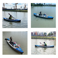 Nouveau design de canoë-kayak gonflable pliable à deux places pour sports nautiques, pêche, avec pagaies