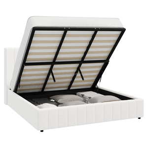 Lit de rangement à vérin à gaz <span class=keywords><strong>Gabrielle</strong></span> Sherpa blanc - Product Image 2