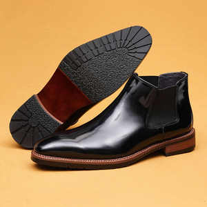 Botas Chelsea de Moda Británica de Lujo para Hombre, Botas de Tobillo de Cuero Brillante, Formales, de Negocios, Sin Cordones, Antideslizantes - Product Image 5