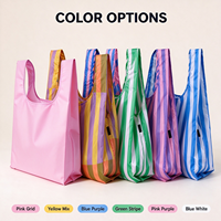 Sac fourre-tout personnalisable en nylon recyclé, écologique, imperméable, pliable, premium, rayé, pour la plage ou le marché, réutilisable