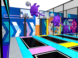 Qiaoqiao sân chơi trong nhà tương tác thu hút nhảy trò chơi Trampoline công viên trò chơi thể thao bóng rổ Slam Dunk cho trẻ em & người lớn - Product Image 2