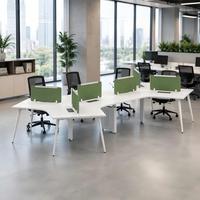 Sistema di Scrivanie per Ufficio Open Space per 6 Persone, Postazione di Lavoro Modulare Contemporanea con Gambe Compartimentate e Gestione dei Cavi