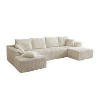 Canapé modulaire sectionnel en velours côtelé en forme de U, inclinable et rembourré, avec accoudoirs amovibles, pour salon de villa, assise confortable