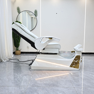 Fauteuil de pédicure électrique blanc inclinable avec spa pour les pieds et massage, mobilier de salon de manucure réglable - Product Image 2