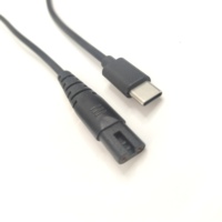 DC 5V/9V/12V 0.8-meter USB 2-core Type-C ke Kabel Daya Figure8 C7 2 Pin, Kabel Pengisian Daya PD untuk Alat Kecantikan Elektrik.