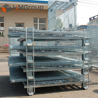 Conteneurs de stockage pliables en acier à haute capacité de charge 800 kg, avec filet de rangement