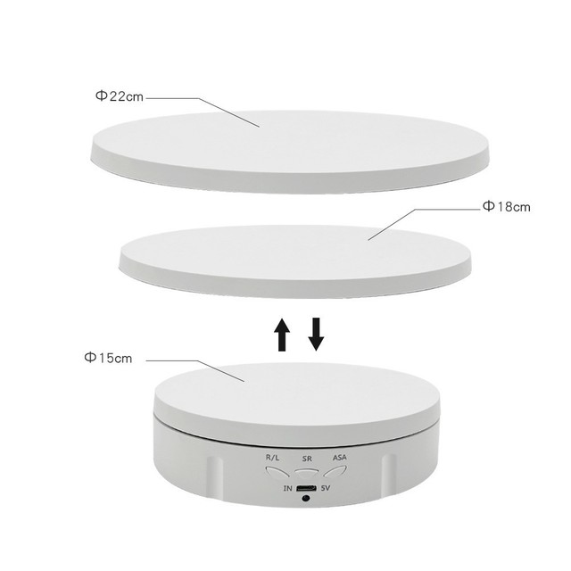 360 Degree Photography Turntable Portable USB-Powered Rotating Photography Display Stand with Lightweight Design