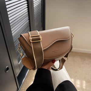 Women's Minimalist Saddle <b>Bag</b> - PU Leather Crescent Crossbody Purse with Wide Adjustable Shoulder Strap for Daily Use - Product Image 3