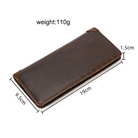 Dompet Kulit Asli Pria Vintage, Tempat Kartu, Organizer, Dompet Kulit Sapi Full Grain Klasik, Dompet Lipat Panjang