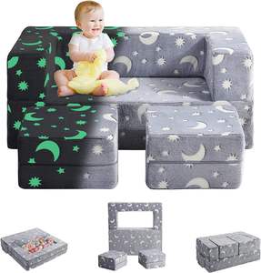 Canapé convertible 3 en 1 en mousse peluche pliable moderne pour enfants, canapé pour tout-petits pour la chambre à coucher et le salon - Product Image 1