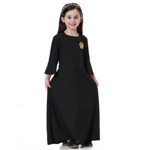 Abaya pour enfants musulmans, broderie, broche, mode enfants fille, robe Abaya Jubah Ramadan moyen-orient, vêtements arabes islamiques, livraison directe - Product Image 2