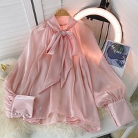 Femme Tops Fashion Design Sense Niche All-Match Shirt Gentle Wind Puff Sleeve Top Women Elegant Blouse
