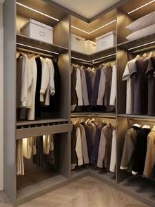 Armoire moderne en forme de U, organisateur de vêtements de luxe, armoire en verre, placard, dressing - Product Image 3