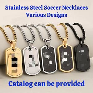 Collares Deportivos de Metal Chapados en Oro al por Mayor, Collares de Acero Inoxidable para Hombre, Estilo Jugador de Fútbol, Placa de Identificación, Collares de Acero de Titanio - Product Image 2