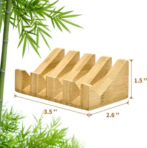 2024 Bathroom Shower Bamboo Waterfall Kitchen Sink Custom Soap Dish Sponge Holder Wood Soap Holder Bath Soap Tray With Drain