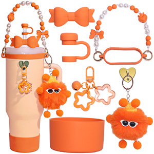Waki Decorative <b>Accessories</b> Kit Silicone Cup Sleeve Orange Cute Reusable <b>Drinkware</b> <b>Accessories</b> - Product Image 1
