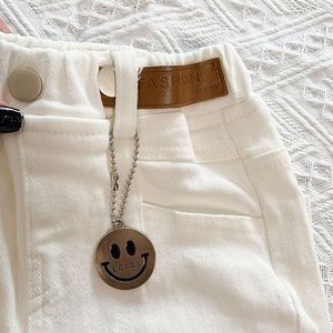 Jeans <span class=keywords><strong>Bianchi</strong></span> per Ragazzi e Ragazze, <span class=keywords><strong>Pantaloni</strong></span> Casual Alla Moda per Primavera e Autunno, Jeans con Stampe - Product Image 4