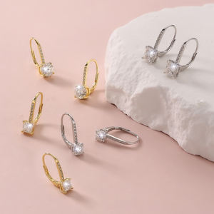 Boucles d'oreilles pendantes en moissanite et diamant de laboratoire certifiées GRA, plaquées or 14 carats, argent 925, VVS, à fermoir levier, cadeau de mariage pour femme, livraison gratuite - Product Image 6