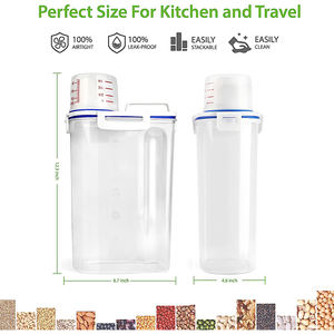 Conteneur à riz de 2 kg, conteneur à céréales hermétique, distributeur de grains secs, boîte de rangement alimentaire avec conception hermétique, tasse doseuse - Product Image 2