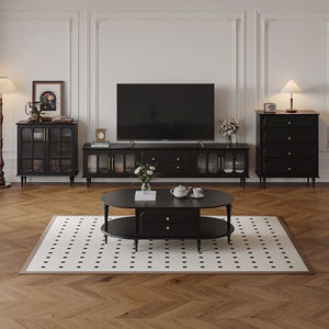 Mobile <span class=keywords><strong>TV</strong></span> di Lusso Tradizionale per Soggiorno e Camera <span class=keywords><strong>da</strong></span> Letto, Nero, di Alta Gamma, con Funzione di Archiviazione, Arredamento per la Casa - Product Image 1