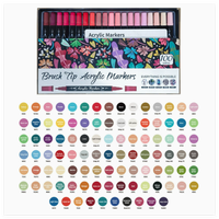 Marqueurs d'art à double pointe en acrylique avec pinceau de mélange de couleurs à tête souple pour le dessin et l'esquisse - Ensemble de peinture artistique