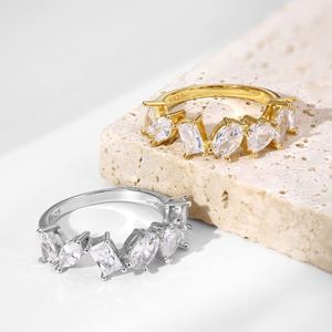Dylam Stylish <b>Dainty</b> Women S925 Silver Rhodium 18K Gold Plated Multiple Mixed Cut Geometric 5A Cubic Zirconia Jewelry <b>Rings</b> - Product Image 6