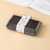 Boîtes d'emballage transparentes en PET à 6 compartiments, idéales pour les produits alimentaires tels que les macarons au chocolat et les desserts.