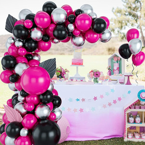 Cumpleaños telón de fondo decoración globo guirnalda Kit señoras niñas despedida de soltera decoraciones Rosa negro para fiesta de niña soltera - Product Image 3