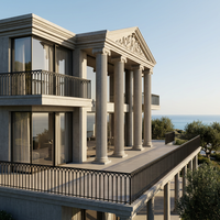 Rampe d'escalier extérieure modulaire en alliage d'aluminium, antirouille, pour entrée de maison de banlieue, patio vue sur le lac