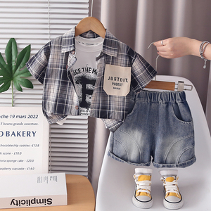 Nouvel ensemble 3 pièces mode été 2026 LY pour bébés et tout-petits : T-shirt décontracté à manches courtes en coton avec motif <span class=keywords><strong>de</strong></span> dessin animé et tenue fine - Product Image 2