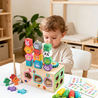 Juguete de Madera Montessori, Cubo de Actividades Multifuncional, Clasificador de Formas, Juego de Cosecha de Zanahorias y Pesca, Juguete Educativo