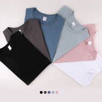 T-shirt vierge unisexe personnalisé en coton tricoté 210g épais, respirant, écologique, anti-rétrécissement, coupe oversize, couleur unie, collection été