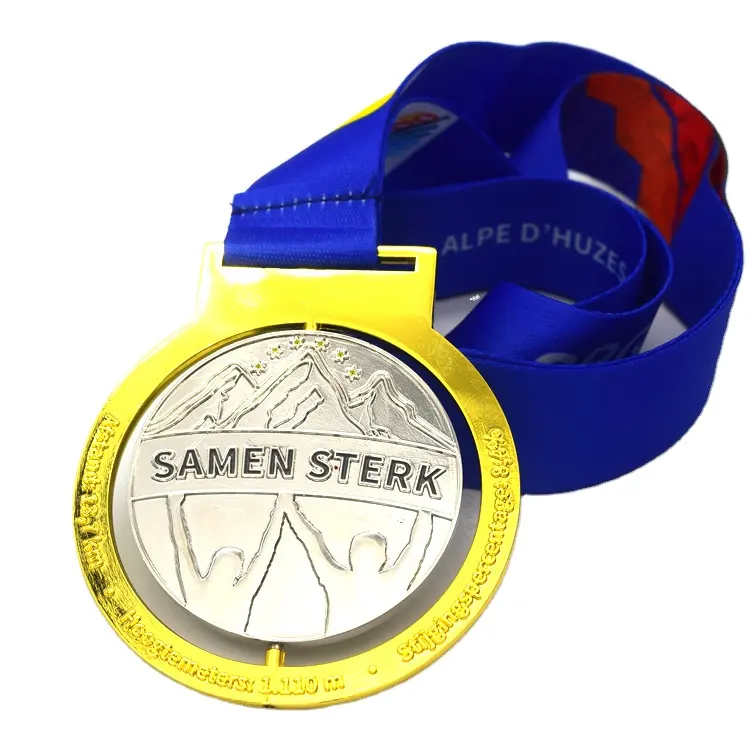 Fabriek Groothandel 3D Roterende Spinner Medaille Goud Verzilverd Whriling Medaille Voor Nederland Triathlon