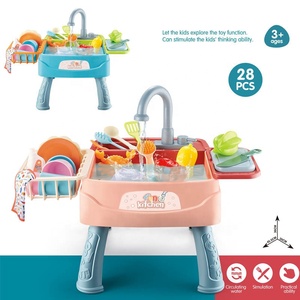 Giocattoli per <span class=keywords><strong>Lavastoviglie</strong></span> Finta per Bambini, Set da 30 Pezzi, Gioco da Cucina con Tavolo ad Acqua per Divertimento in Famiglia - Product Image 2