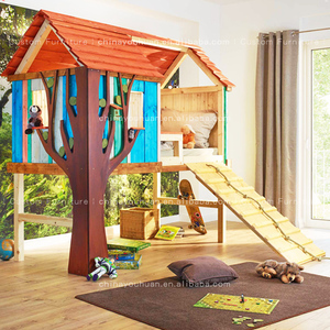 <span class=keywords><strong>Lit</strong></span> cabane Secret Base personnalisé en bois massif, <span class=keywords><strong>lit</strong></span> surélevé créatif pour enfants, maisonnette de jeu de type loft - Product Image 1