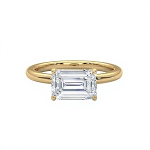 Anillo solitario de oro amarillo de 14 quilates con diamante cultivado en laboratorio de corte esmeralda de 1.70 quilates, anillo de compromiso clásico minimalista para mujer - Product Image 4