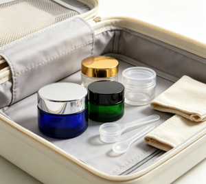 Empty Amber <b>Glass</b> <b>Jars</b> <b>with</b> <b>Lids</b> for Face Body Cream, Wholesale Skincare Containers - Product Image 5