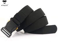 Ceinture tactique d'extérieur sans trous, extensible, élastique, boucle en métal rectangulaire en alliage, sangle en nylon, 125 cm, pour la chasse, la randonnée, les sports